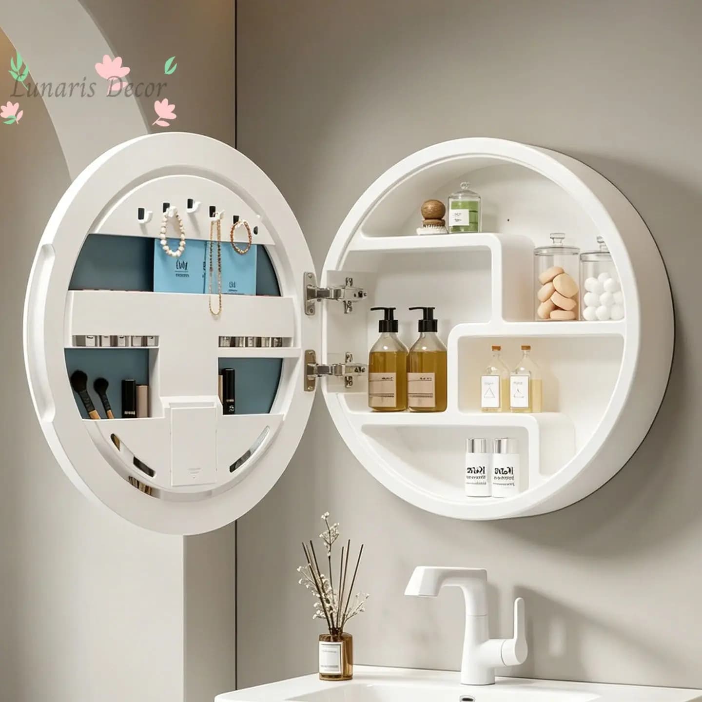 Smart bathroom mirror cabinet ABS food grade bathroom wall-mounted multi-functional storage grid lighting defogging small