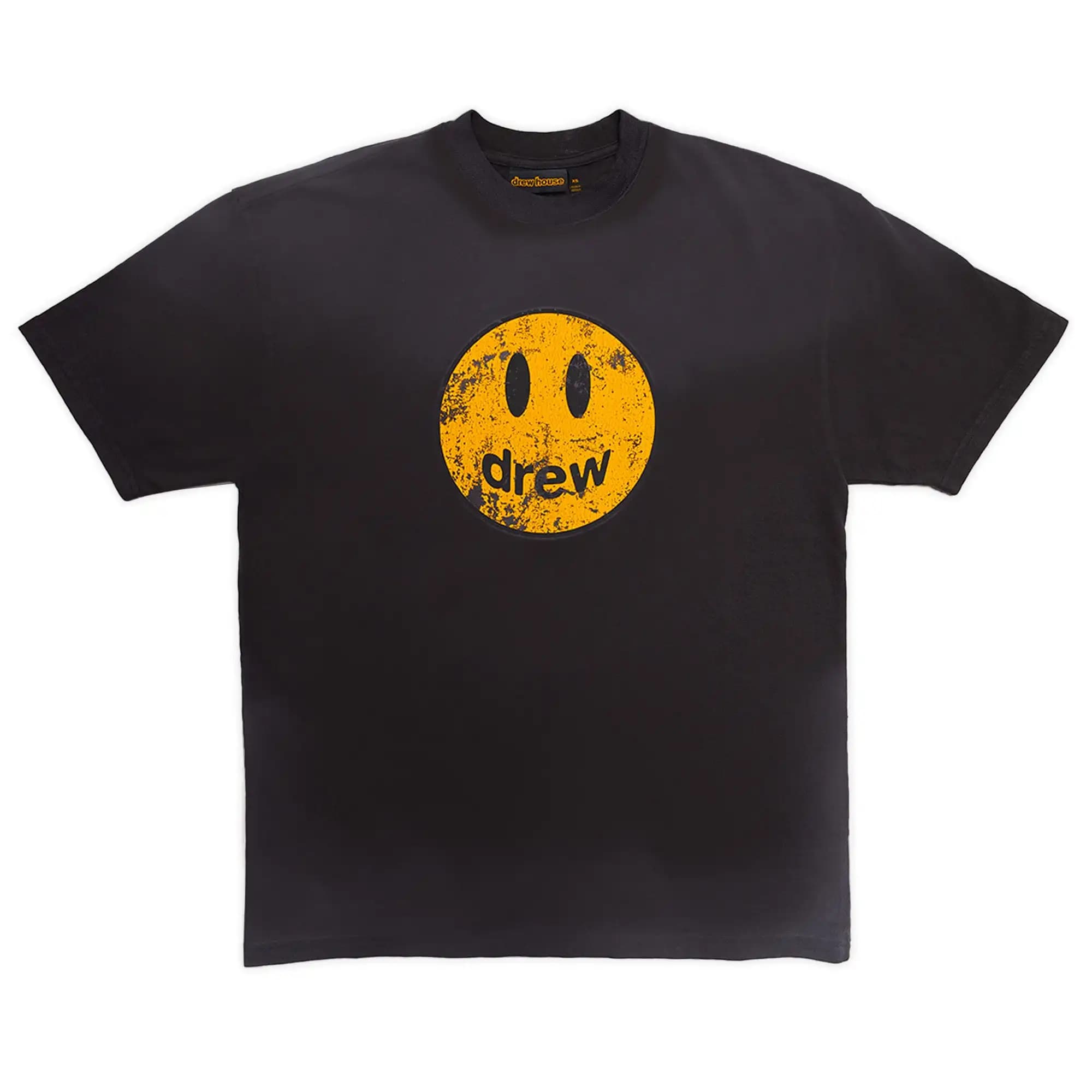 T-shirt Drew House con stampa smiley effetto distressed da uomo, oversize, casual, streetwear, in cotone, a maniche corte