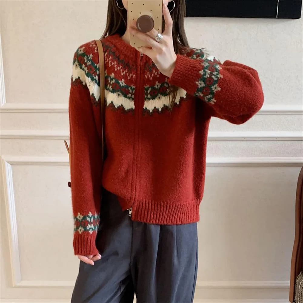 Cardigan da Donna, Maglioni, Cappotti, Giacche con Cerniera, Maglie a Manica Lunga, Streetwear Y2K, Girocollo, Lavorato a Maglia, Elegante, Casual, Open Stitch 2026