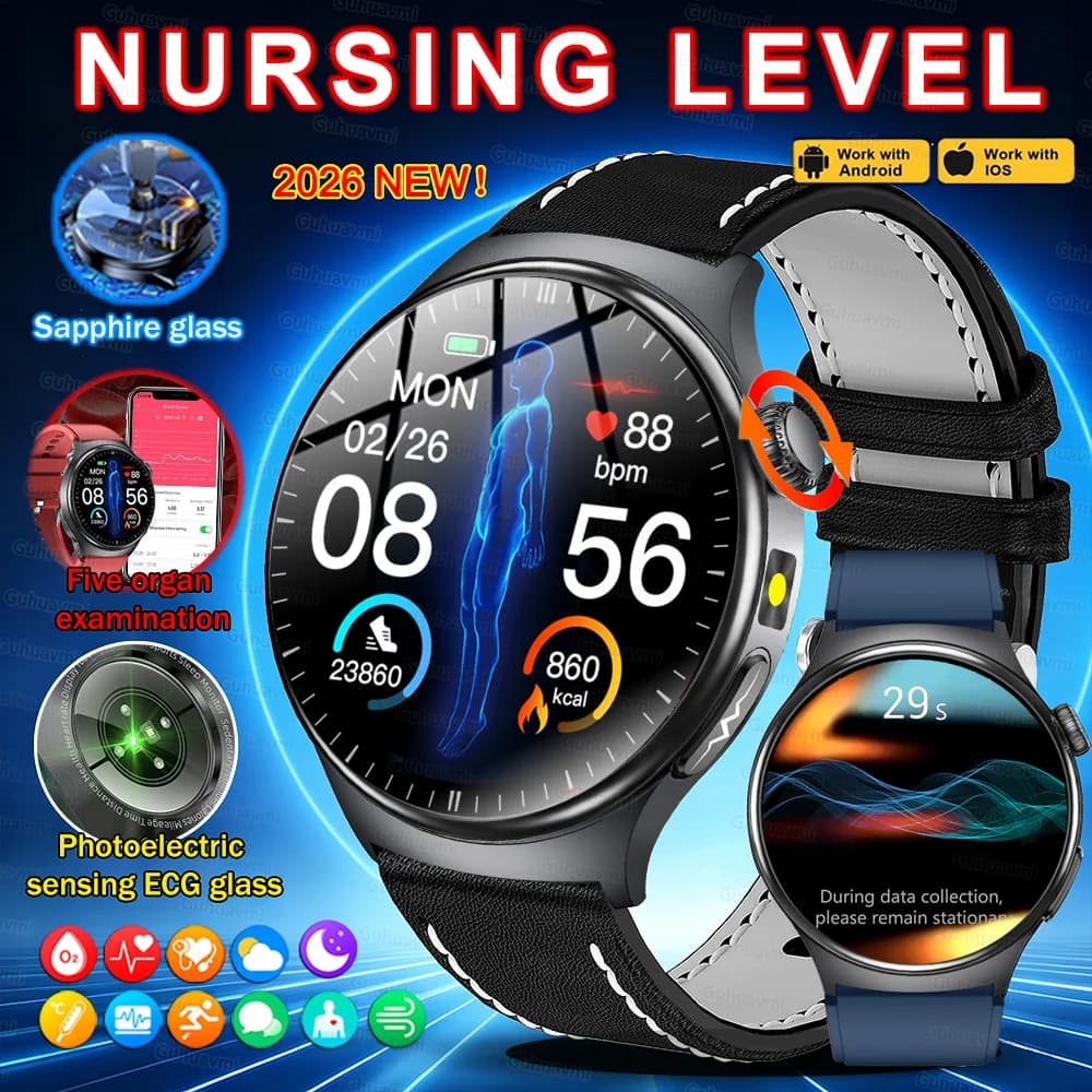 2026New High end sapphire Smart Watch Men Health Sport ECG AI Diagnosis Blood Pressure IP68 Waterproof Smartwatch For Men women