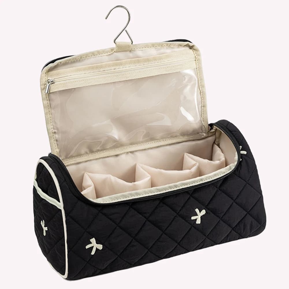 Borsa Cosmetica con Stampa Floreale, Ampia Apertura, Porta Asciugacapelli, Organizer per Articoli da Toeletta per Donne e Ragazze, Uso Quotidiano