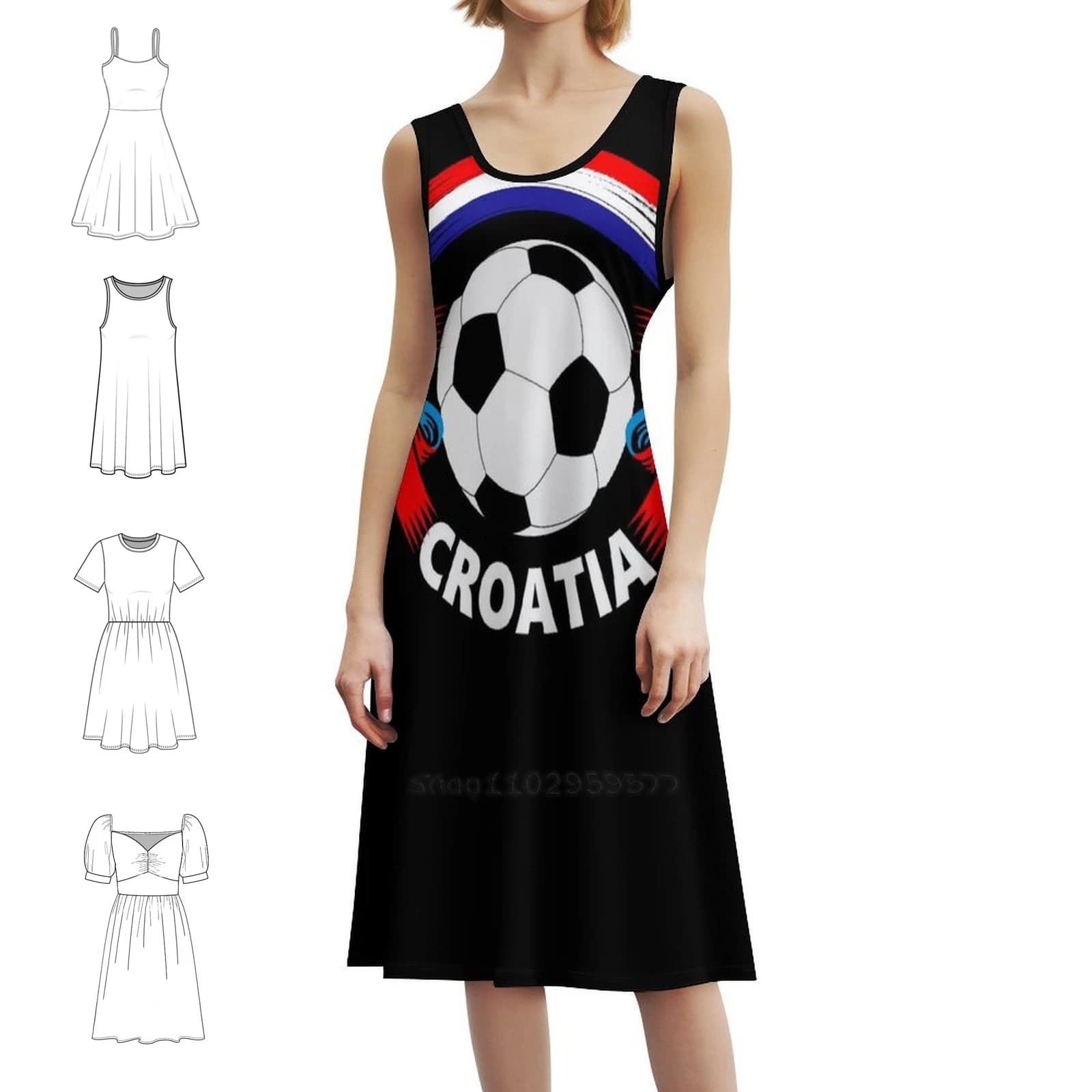 Bandiera del tifoso di calcio della Croazia Abito casual in stile coreano per le donne Abiti semplici da donna da ufficio quotidiani Bandiera orgogliosa della Croazia