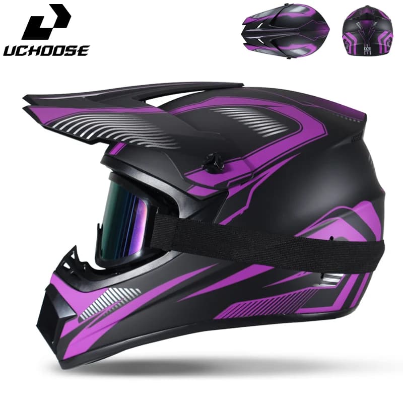 UCHOOSE Motocross Helmet Off Road Full Face Motorcycle Helmet Dirt Bike ATV Downhill Cross Racing Helmet With Motocross Goggles
