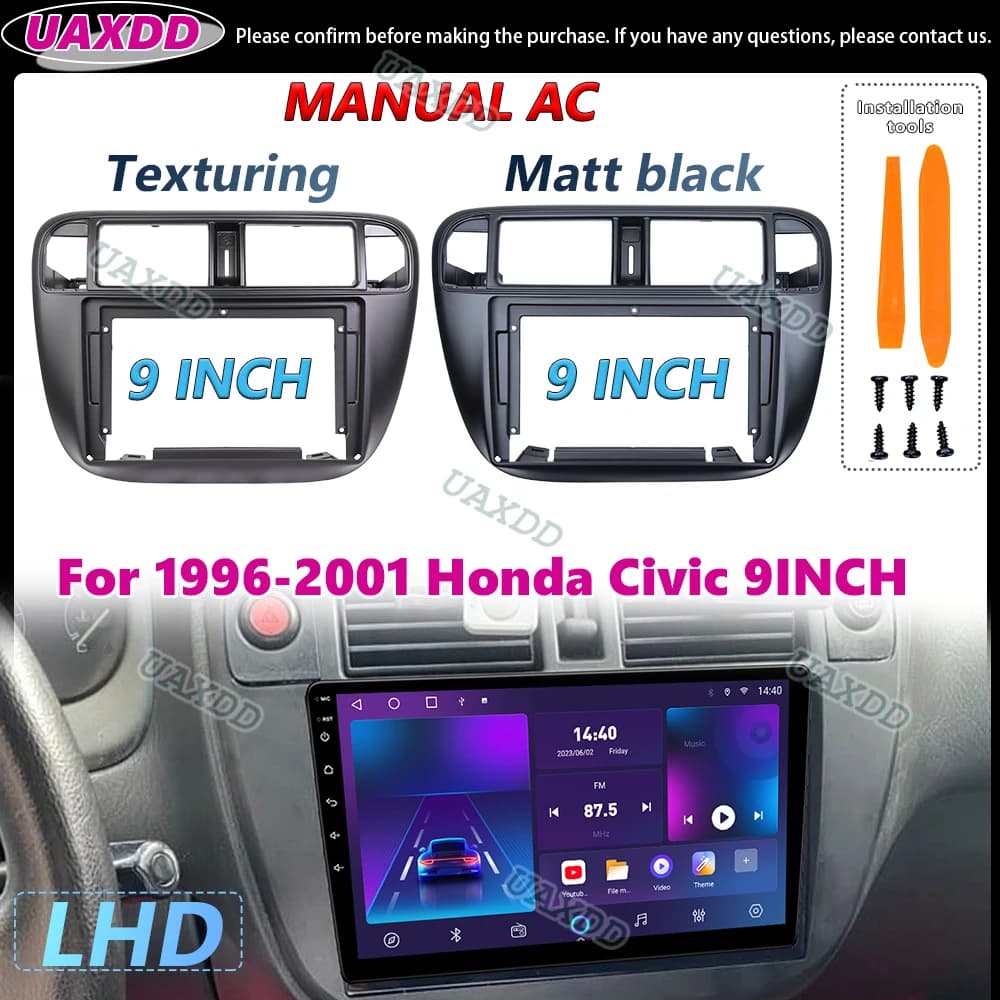 Auto Interni radio stereo Android telaio Per 1996-2001 Honda Civic 9 POLLICI LHD MANUALE AC lettore cruscotto multimediale Kit pannello filo