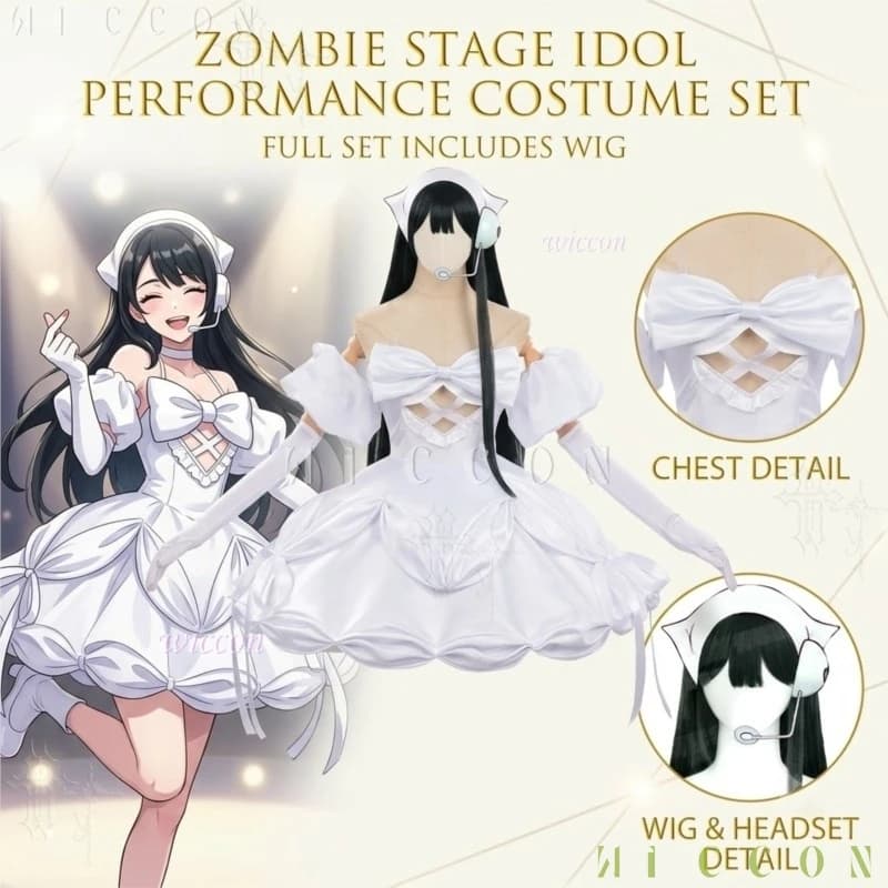 Anime Alien Stage Zombie Stage Sua Cosplay Full Set Anime Same Style Pure White Dress Outfit For Comic Halloween Party R