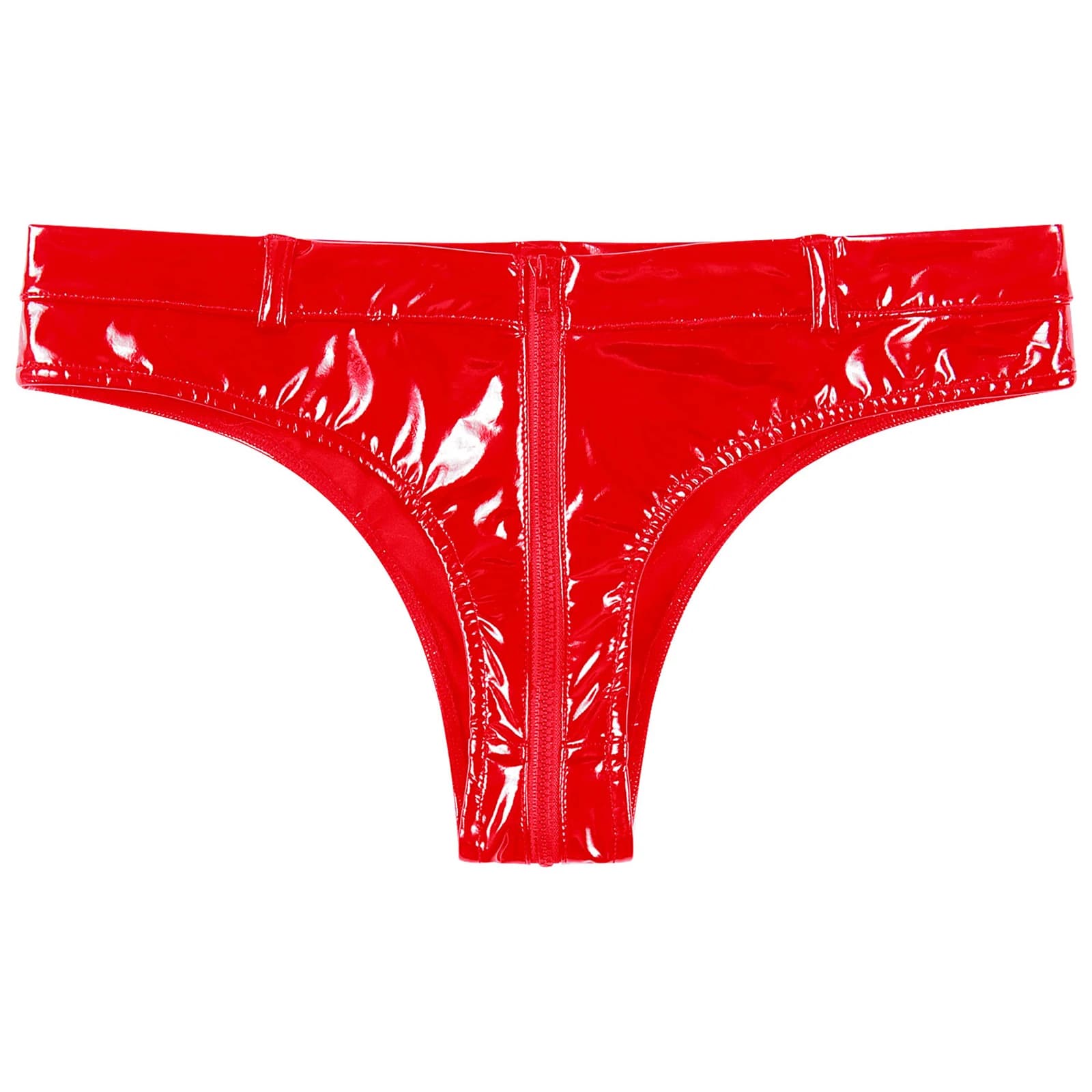 Womens Sexy Briefs Zipper Crotch Booty Shorts for Pole Dance Party Clubwear Wetlook Patent Leather Underwear Low Waist Panties