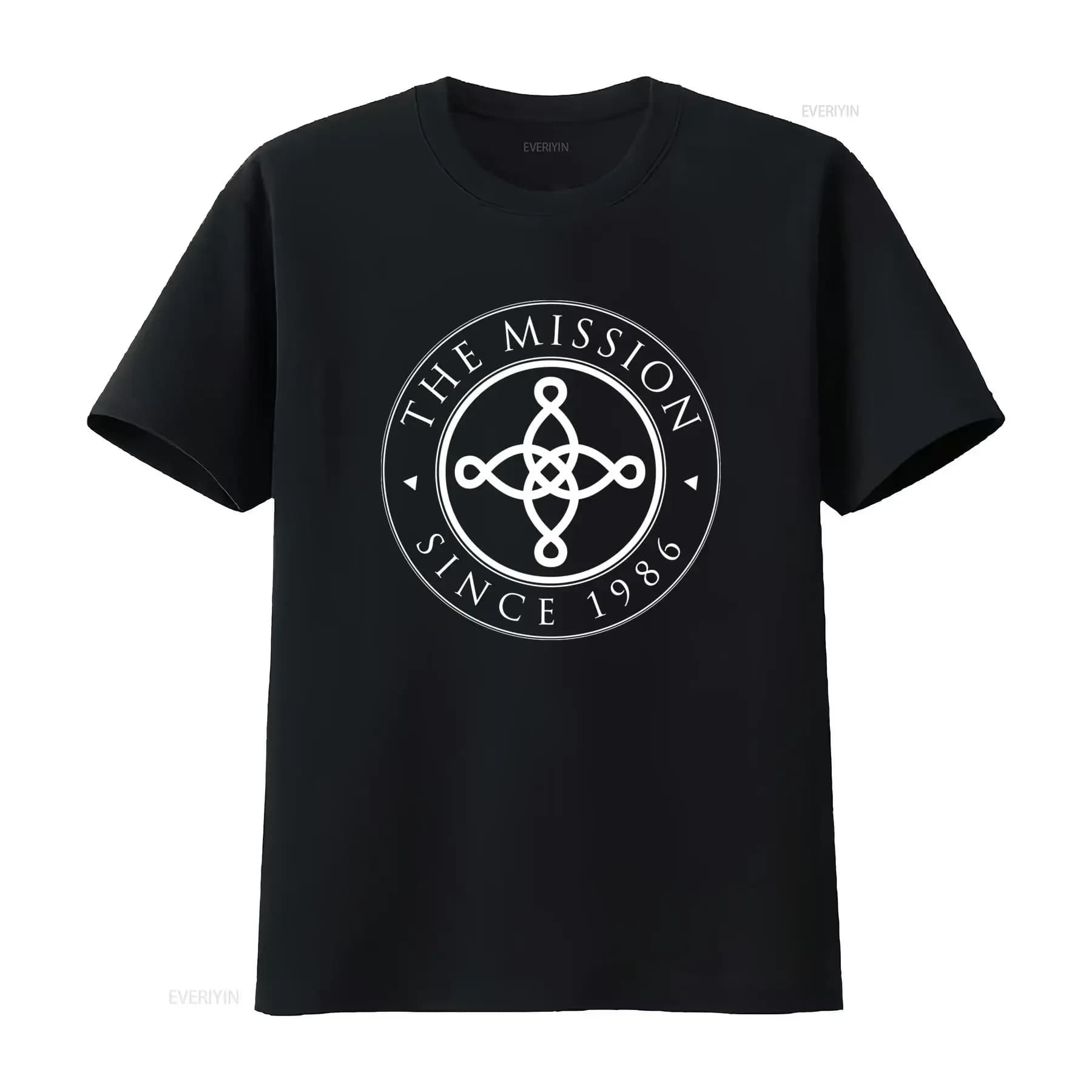 T-shirt The Mission dal design elegante con logo vintage dal 1986, perfetta per i fan del rock, stile vintage lavato, versatile streetwear