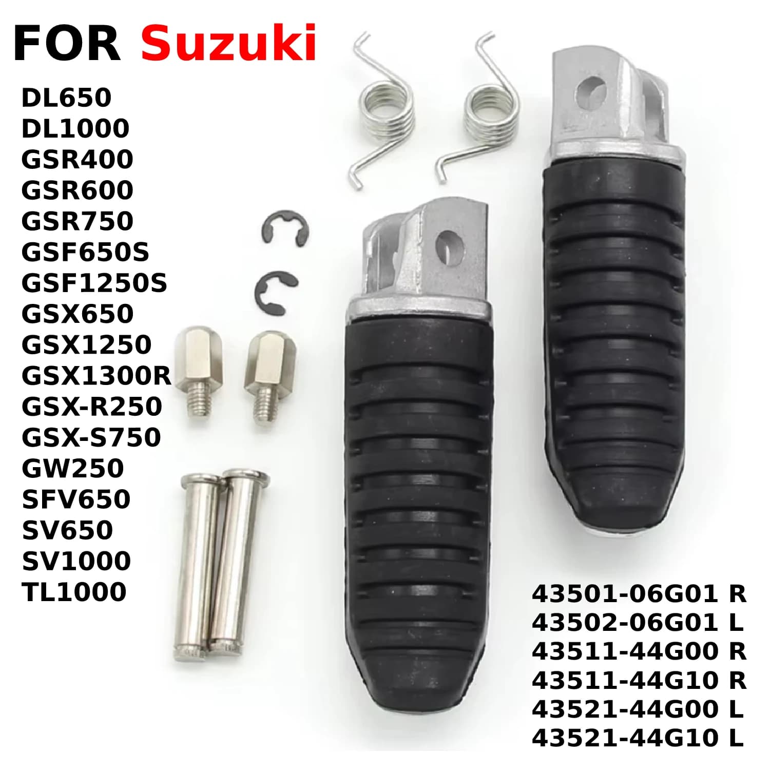 Poggiapiedi anteriori pedane pedane per Suzuki GW250 Inazuma SFV650 Gladius GSX1300R Hayabusa TL1000 muslimah L