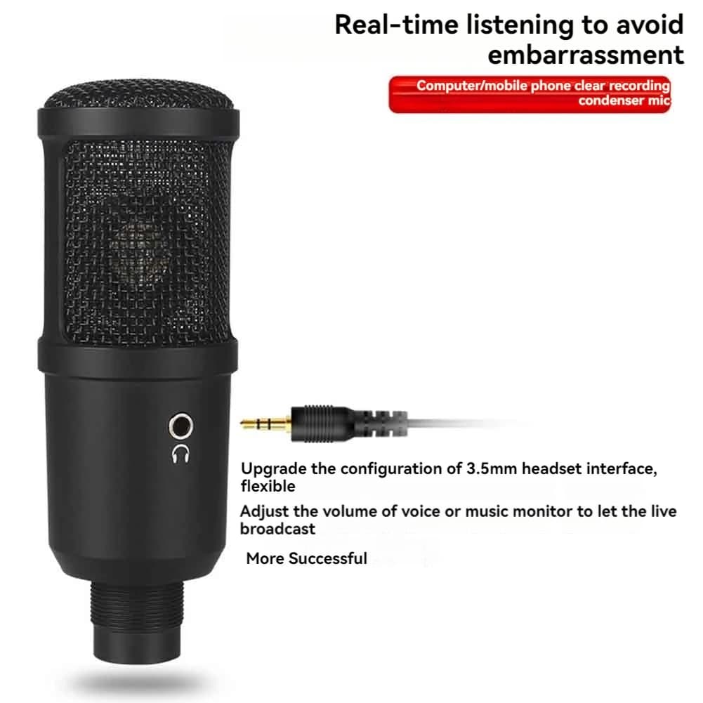 USB Microphone for ELECT games Condenser microphone with noise cancelation for PC podcast microphone with rod bracket