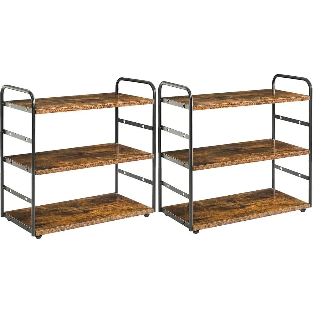 Set di 2 Organizzatori da Bagno a 3 Livelli, Scaffale Portaoggetti da Bancone, Porta Spezie da Cucina, Scaffale Verticale da Bancone