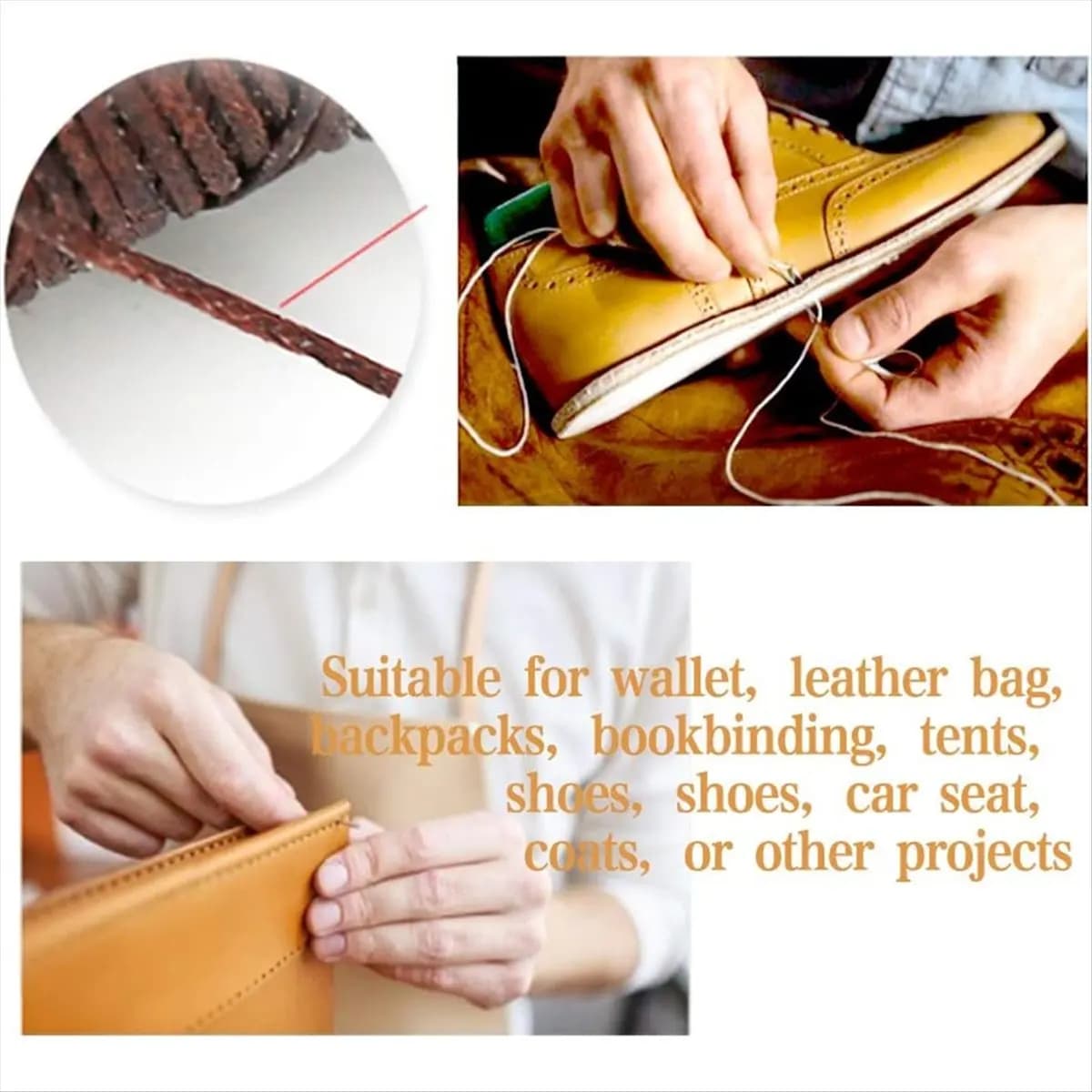 Reliable- Stitching Hole Punch, Silent Rhombus Leather Hand Pliers , Wooden Needle Case, Waxed Thread for Belts, Straps, Shoes