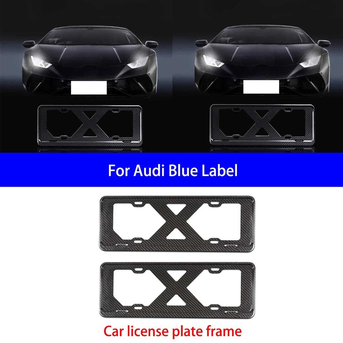 Adatto per Audi Blue Label Telaio targa auto in fibra di carbonio a secco, porta targa, prodotti per la modifica dell'auto