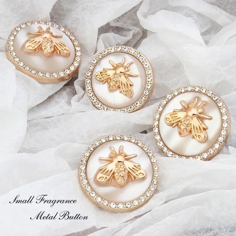 6 pezzi bottoni in metallo cappotto in cashmere trench giacca piccolo profumo stile oro ape intarsiato strass luce decorazione di lusso fibbia
