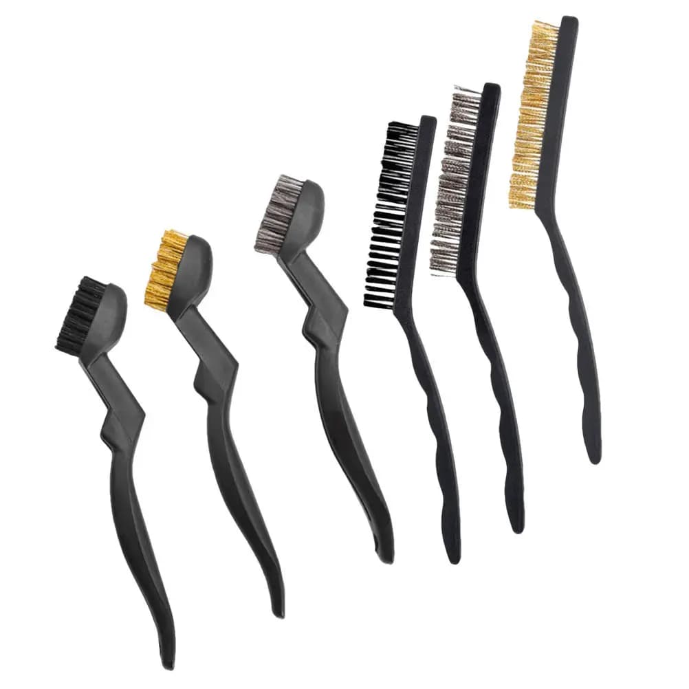 6Pcs Steel Wire Brush Set Scratch Rust Cleaning Durable Brass Stainless Steel for Welding Slag Unfinished Metal Parts Cleaning
