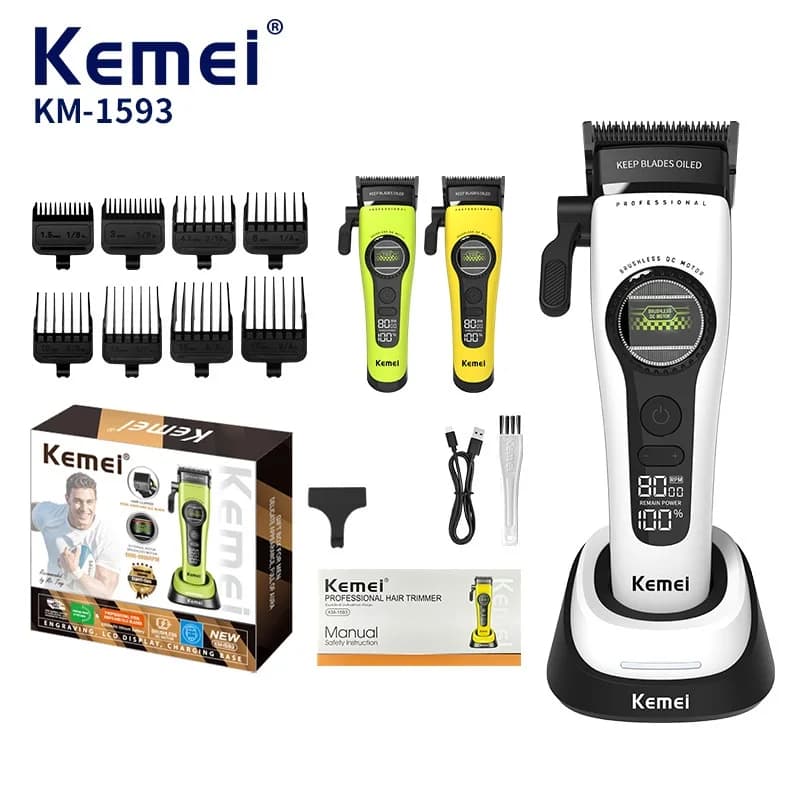 Komei F1 Professional Haircut - Super motor with external trimmer without brushes, electric shaver for men KM-1593
