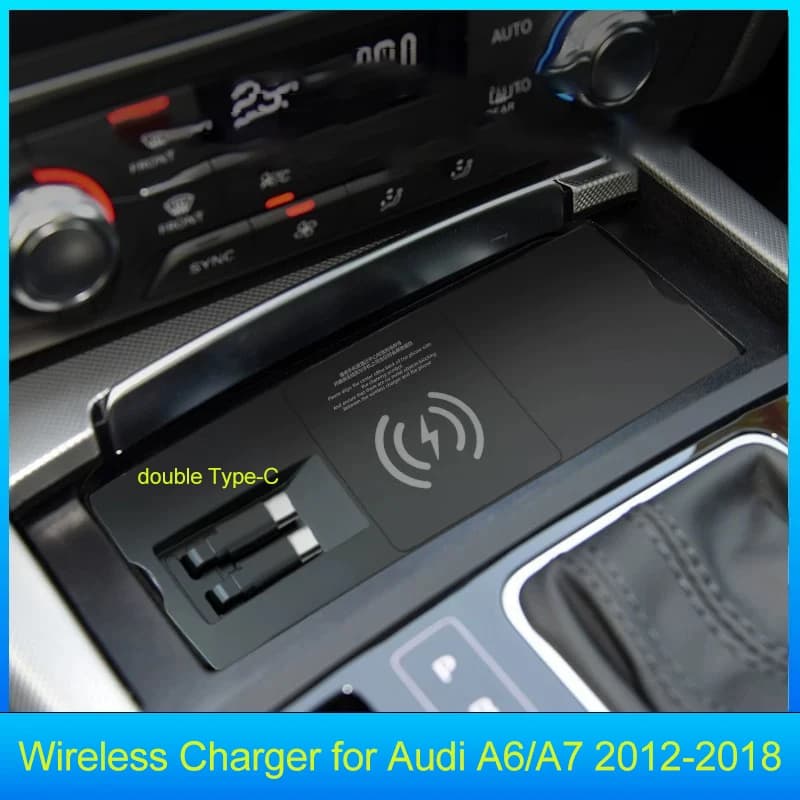 Per Audi A6L A7 c7 piastra di ricarica wireless 2012-2018 doppio tipo-c 65W pad di ricarica veloce accessori per supporto di ricarica per telefono cellulare