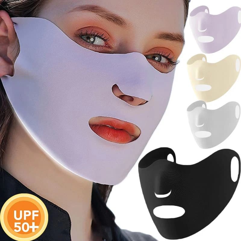 Maschera Parasole in Seta Ghiaccio per Donna, Traspirante, Sottile, con Lacci per le Orecchie, per Sport