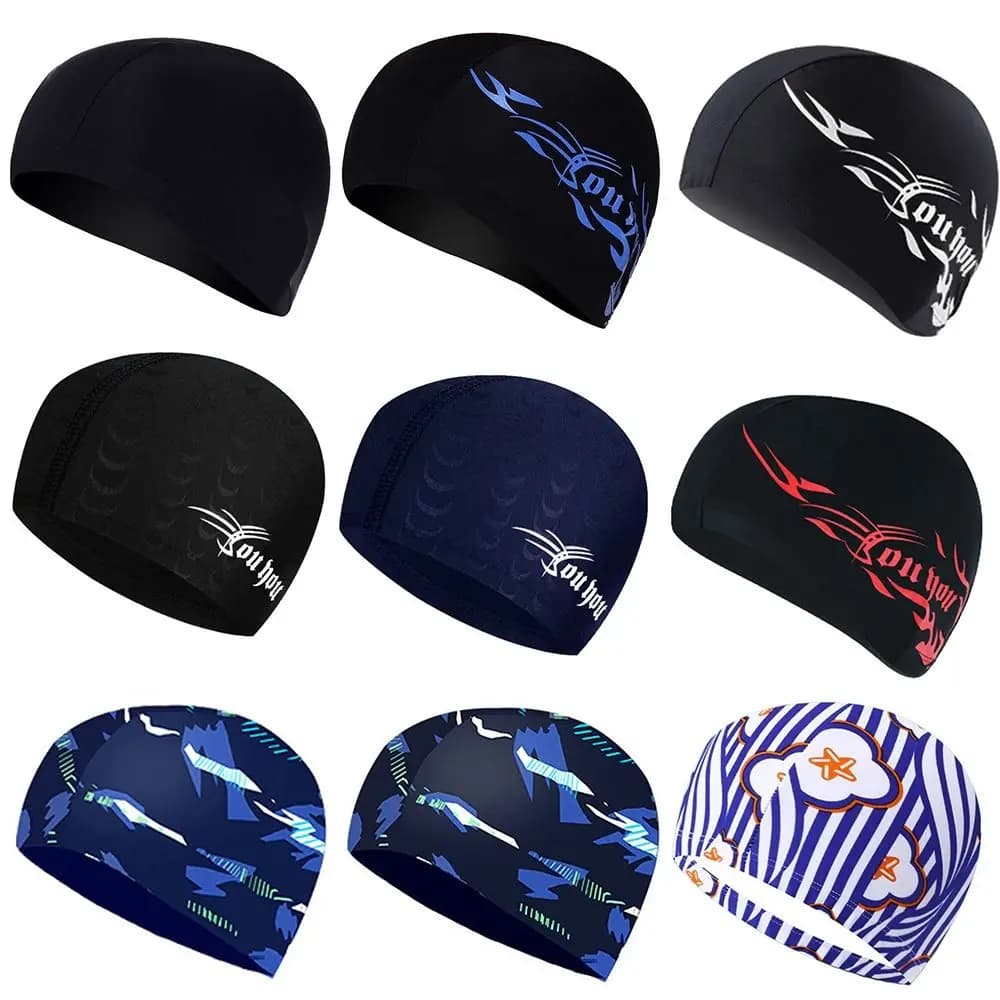 Swimming Caps For Men Women Elastic Nylon Ear Protection Long Hair Swimming Pool Hat Ultrathin Bathing Caps