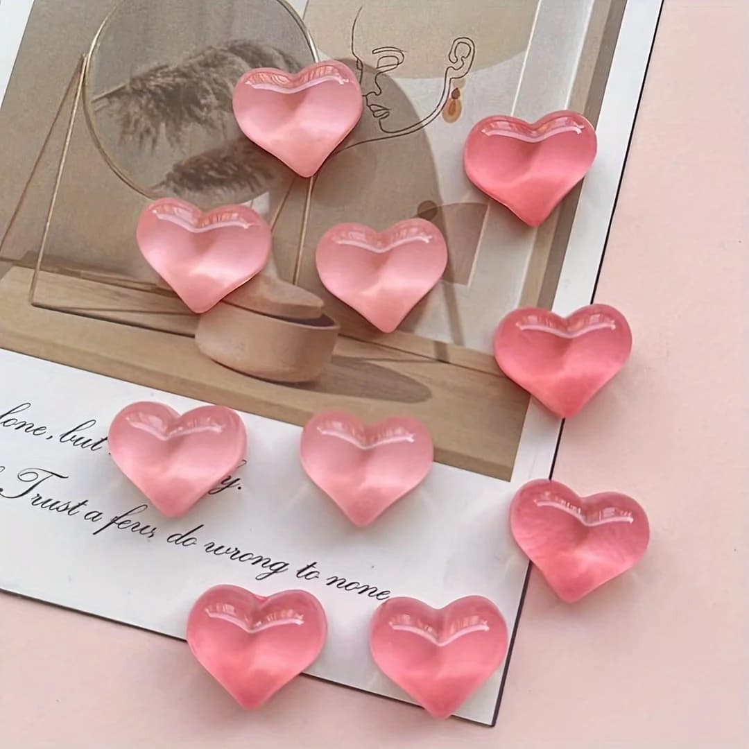 10pcs Heart-Shaped Resin Refrigerator Magnets - Multifunctional Kitchen and Office Whiteboard Decoration Magnets