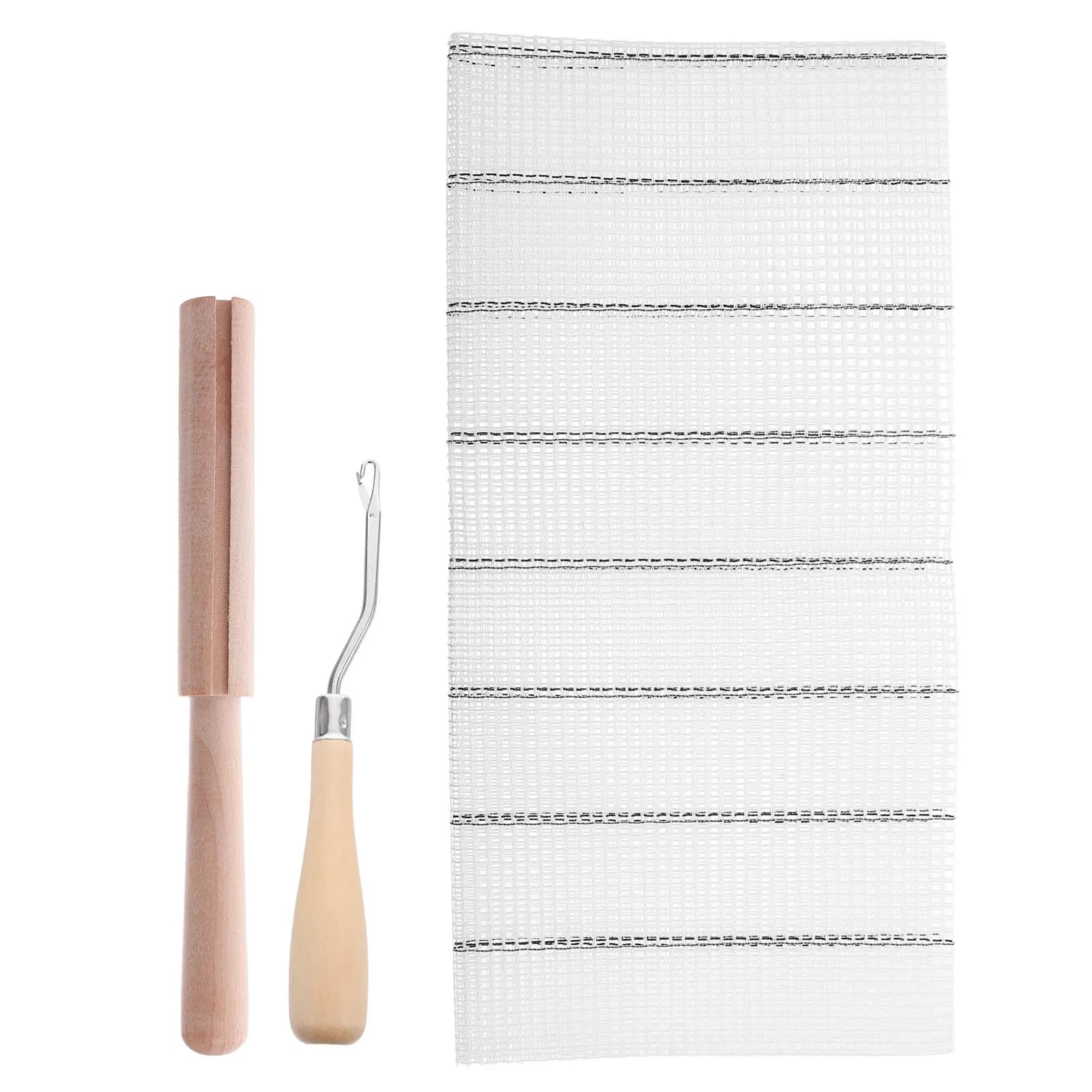Set Completo per Realizzazione Tappeti con Gancio, Tela Vuota, Rete per Tappeti, Strumento in Legno, Kit Fai-da-Te per Arazzi, Ricamo e Uncinetto