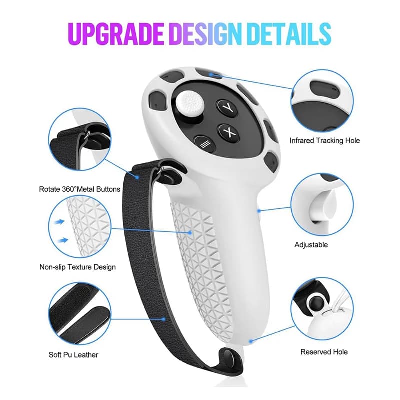 4X For Meta Quest 3 Protective Cover Handle Controller Grips,Front Shell Headset Cover And Face Cover,White-AB01