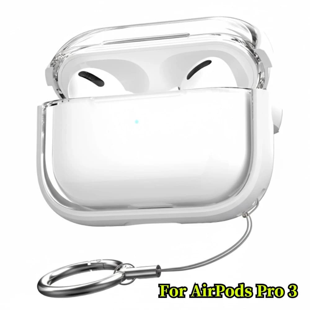 Per Airpods Pro 3 Custodia con serratura Supporto per telefono Cuffie Custodie protettive per AirPods 4 Pro 3 Pro3 Cover in gomma morbida trasparente
