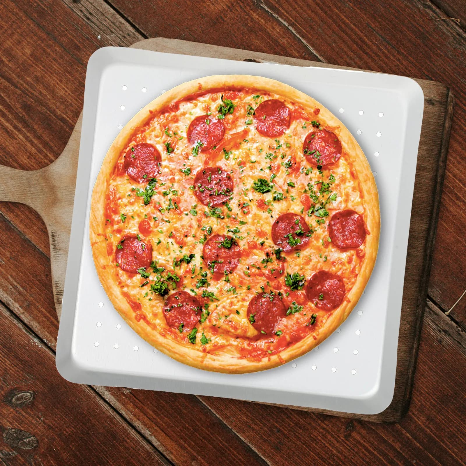 1Pcs Square Pizza Plate Aluminium Alloy Breathable Holes Ovenware Energy Saving Baking Pan for Pizza Pancake Cake Non-Stick