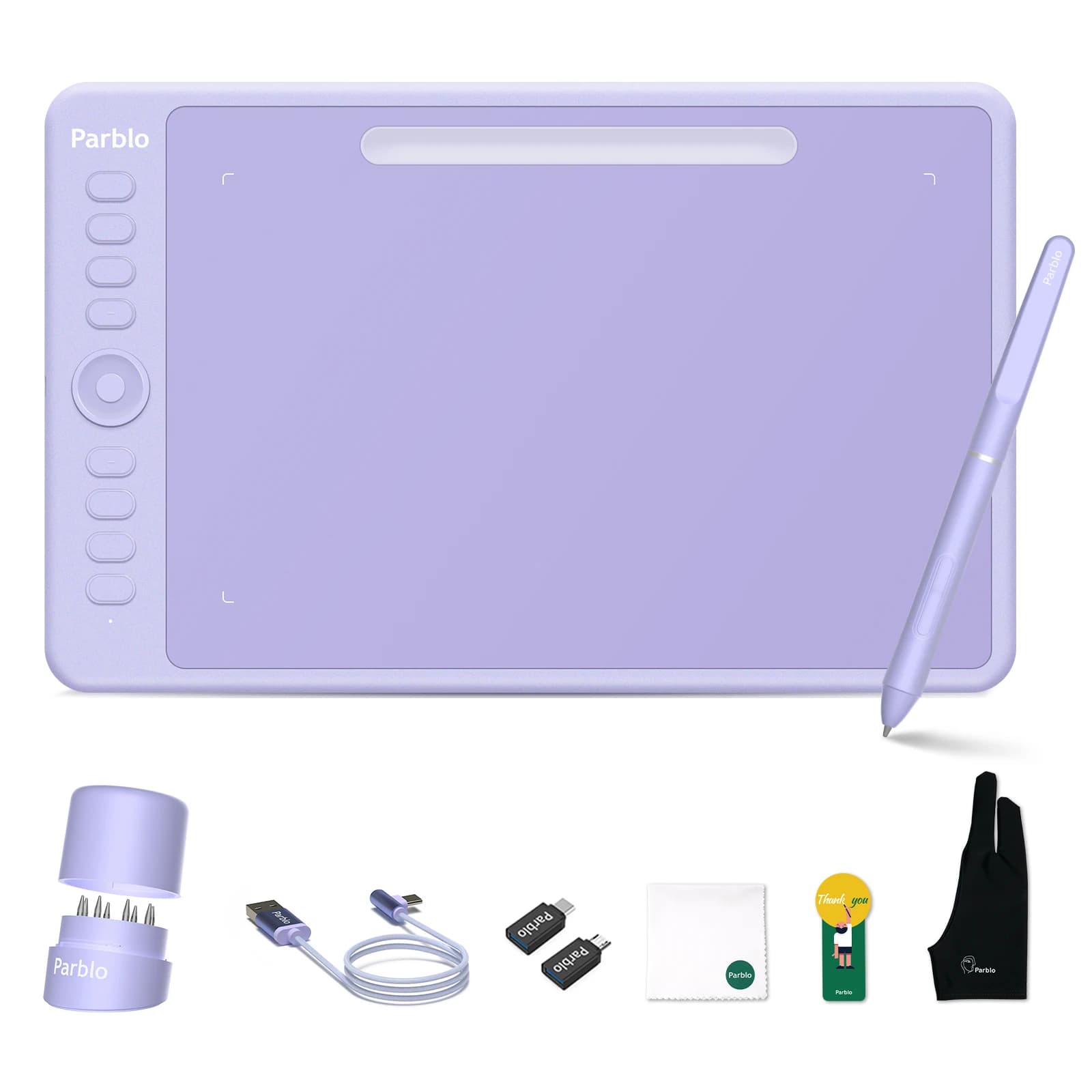 Tablet Grafico Digitale Parblo Intangbo M 10x6.25 Pollici per Disegno e Giochi OSU con Stilo Senza Batteria e Guanto