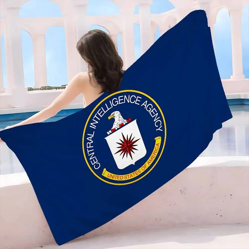 Asciugamano da Spiaggia con Logo CIA, Morbido e Assorbente, Regalo per Bambini, per Viaggi, Campeggio, Palestra