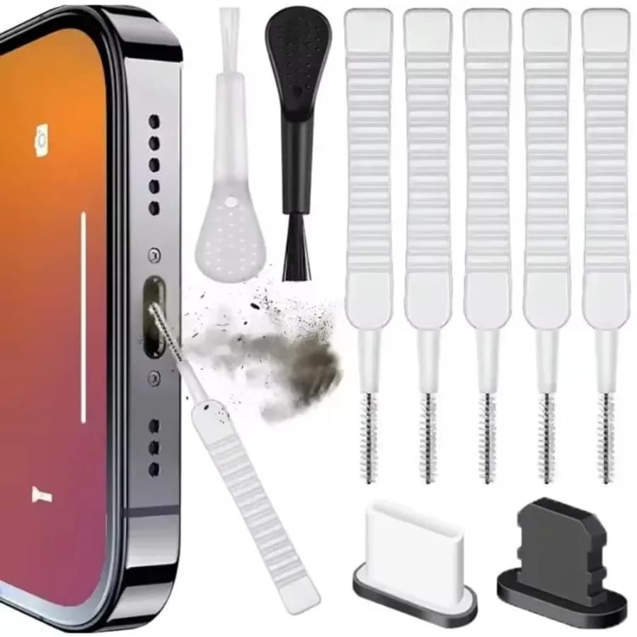 Mobile Phone Speaker Charging Port Cleaning Set Dust Plug for iPhone 16 15 14 Earphones Clean Kit Brush for Samsung Xiaomi