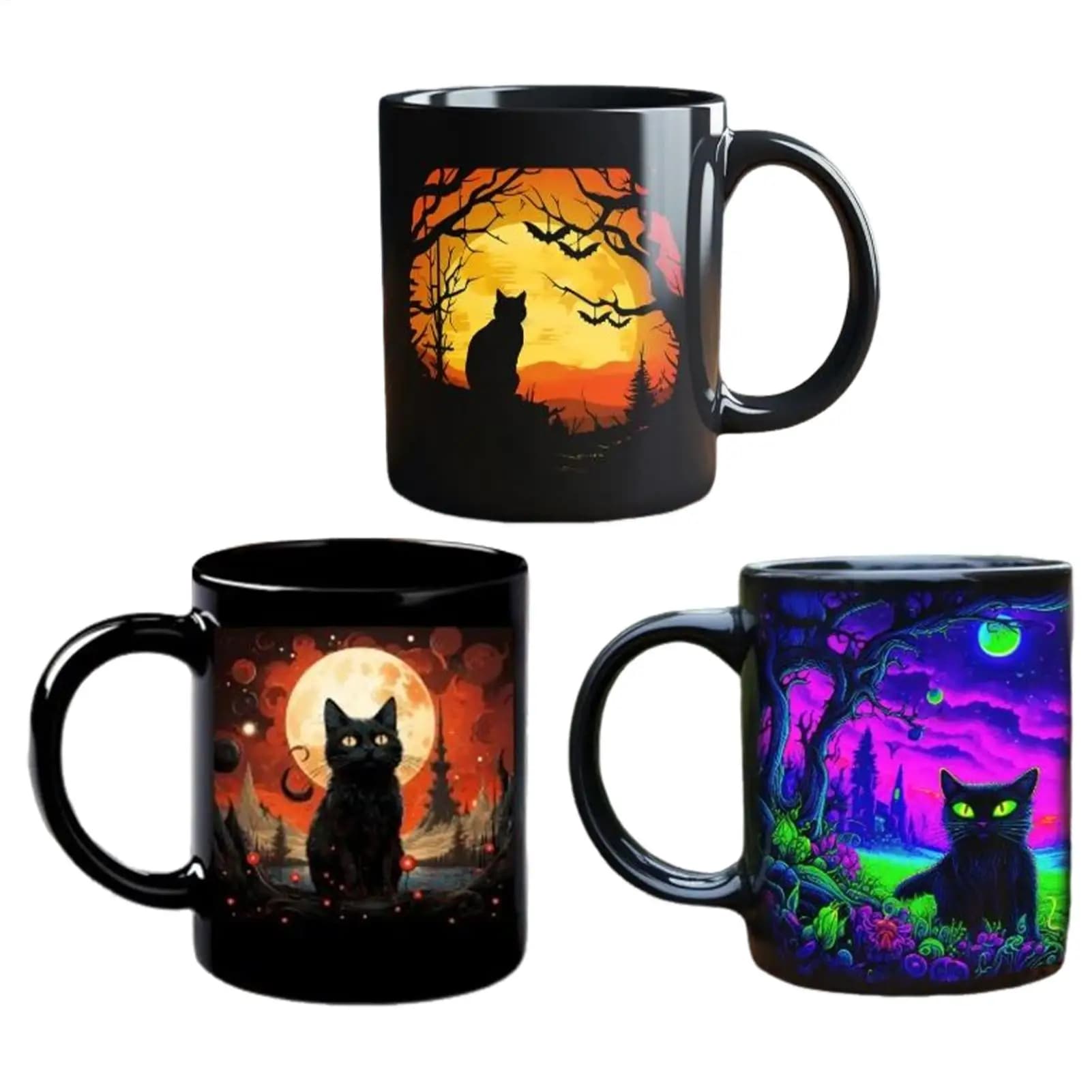 Tazza per gatti in ceramica Halloween Tazza per gatti neri Tazza Tazza festiva per bambini Lavoro Donne Amici Succo Uomini Latte Adulti Birra