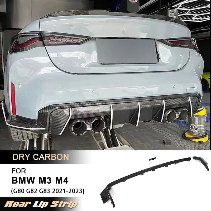 Auto Paraurti Posteriore Diffusore Labbro Strisce per BMW G80 M3 G82 G83 M4 2021-2023 Sostituzione Labbro Posteriore Trim Spoiler Prepreg Carbonio Secco