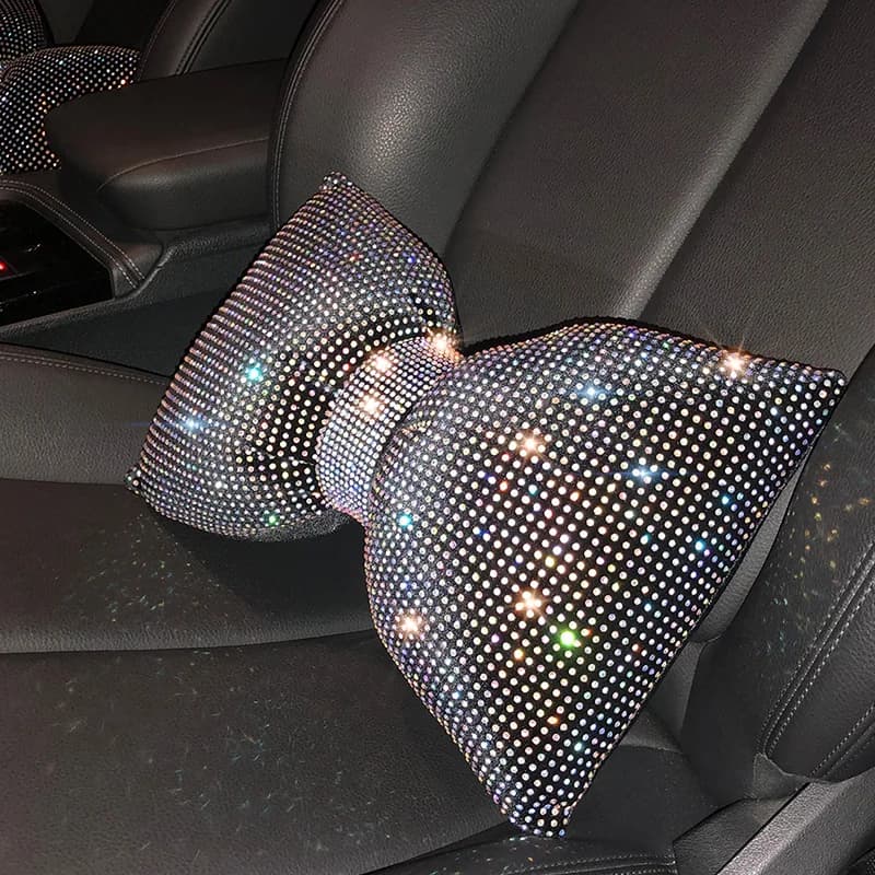 1PC Diamond Crystal Bowknot Car Waist Pillow strass Auto Seat Support Hold Pillows Bling accessori interni per Auto per le donne