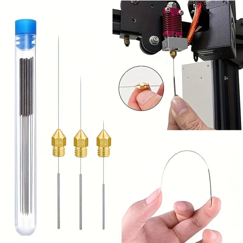 10 pezzi 0.2mm-1.0mm ugello stampante 3D aghi per pulizia ago in acciaio inossidabile per ugello stampante 3D strumento parte di pulizia hot end