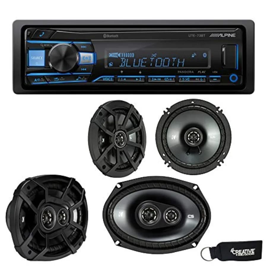 Ricevitore Bluetooth con altoparlanti da 6,5 e 6x9 pollici per autoradio, design compatto in plastica ABS nera, installazione plug-and-play