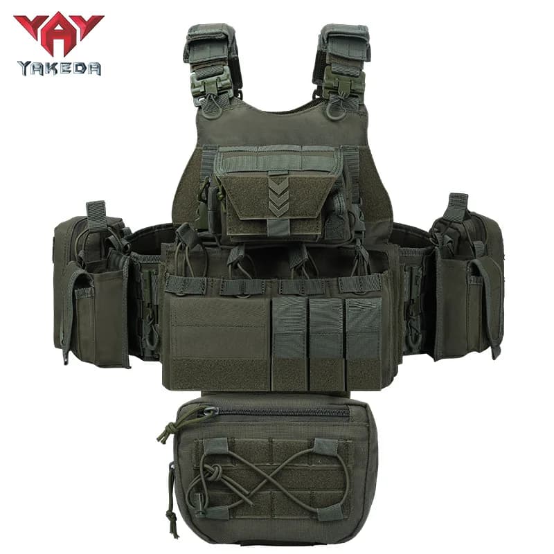 Gilet tattico 8833 - Gilet di protezione completa a smontaggio rapido - Gilet da caccia nero tagliato al laser per esterni