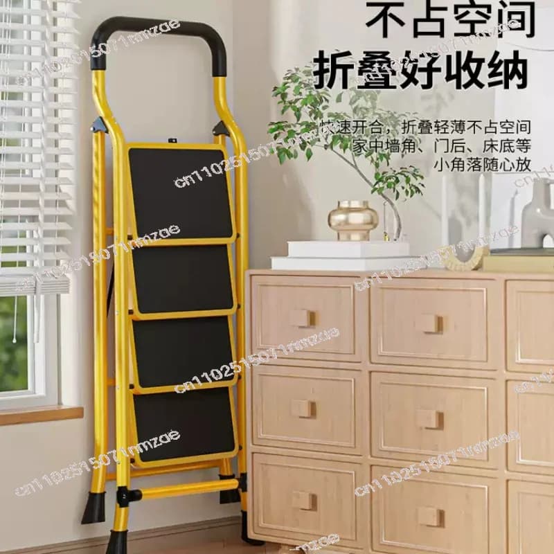 Ladder Small Light Portable Carbon Steel Four or Five St Family Ladder Folding Telescopic Multi-function Extra Thick Herringbone