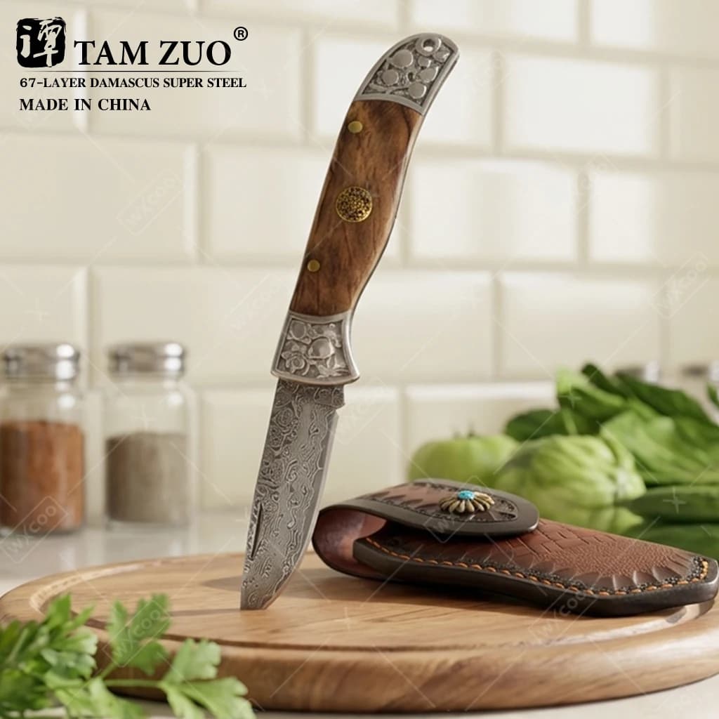 Coltello tascabile pieghevole WXCOO Coltello da frutta in acciaio inossidabile con manico in legno Coltelli multifunzionali Coltelli da cucina facili da trasportare