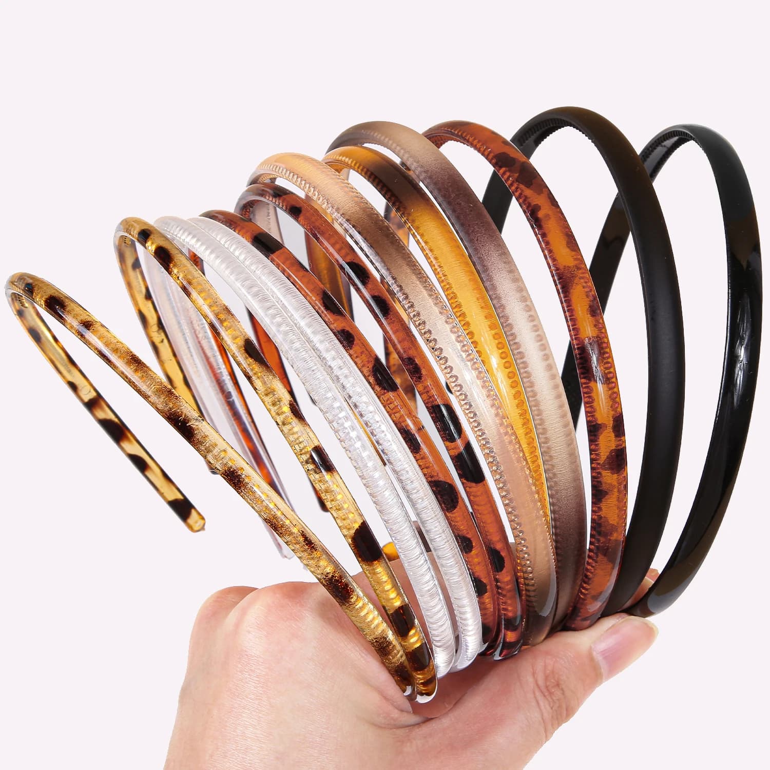 6/12/24 pezzi fasce per denti in plastica con stampa leopardata per ragazze cerchi per capelli semplici quotidiani per bambini accessori per capelli per il tempo libero
