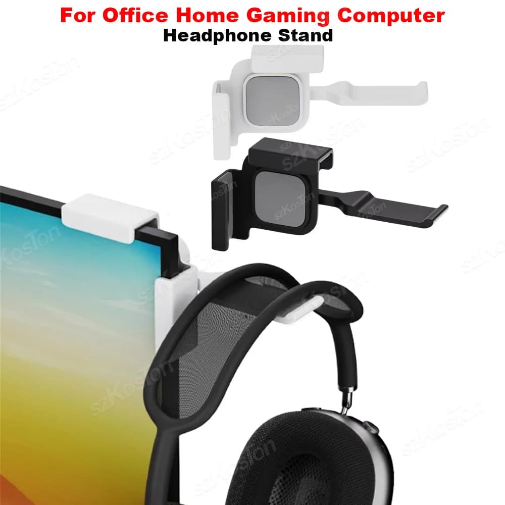 Clamp On Monitor Headphone Stand Adjustable Headset Holder with 360° Rotating Hook Space Saving Desk Organizer for Office Gaming