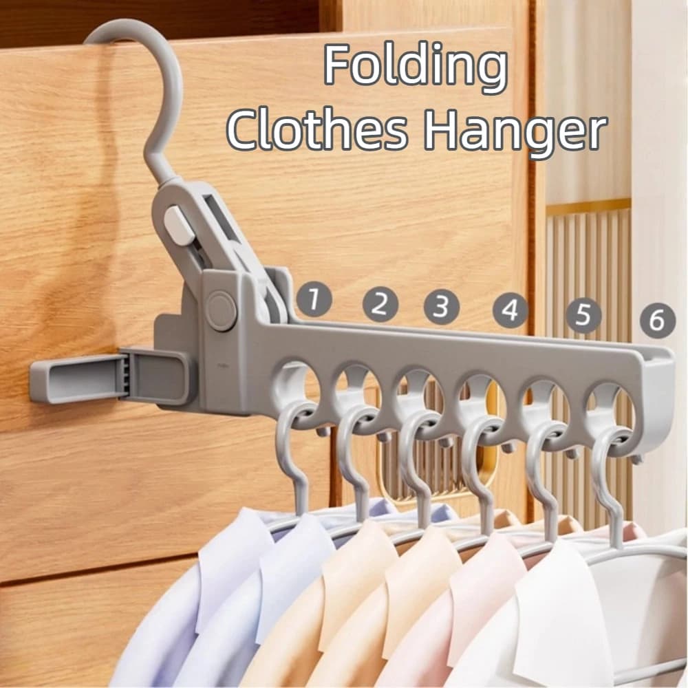 New clothes hangers with 6 holes foldable space saver light plastic clothing organizer clothes drying rack for outdoor travel