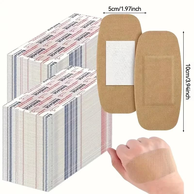 50pcs Extra-Large Waterproof & Breathable Bandages for Emergency, Ideal for Sports Injuries & Outdoor Use Wound Care PE Material