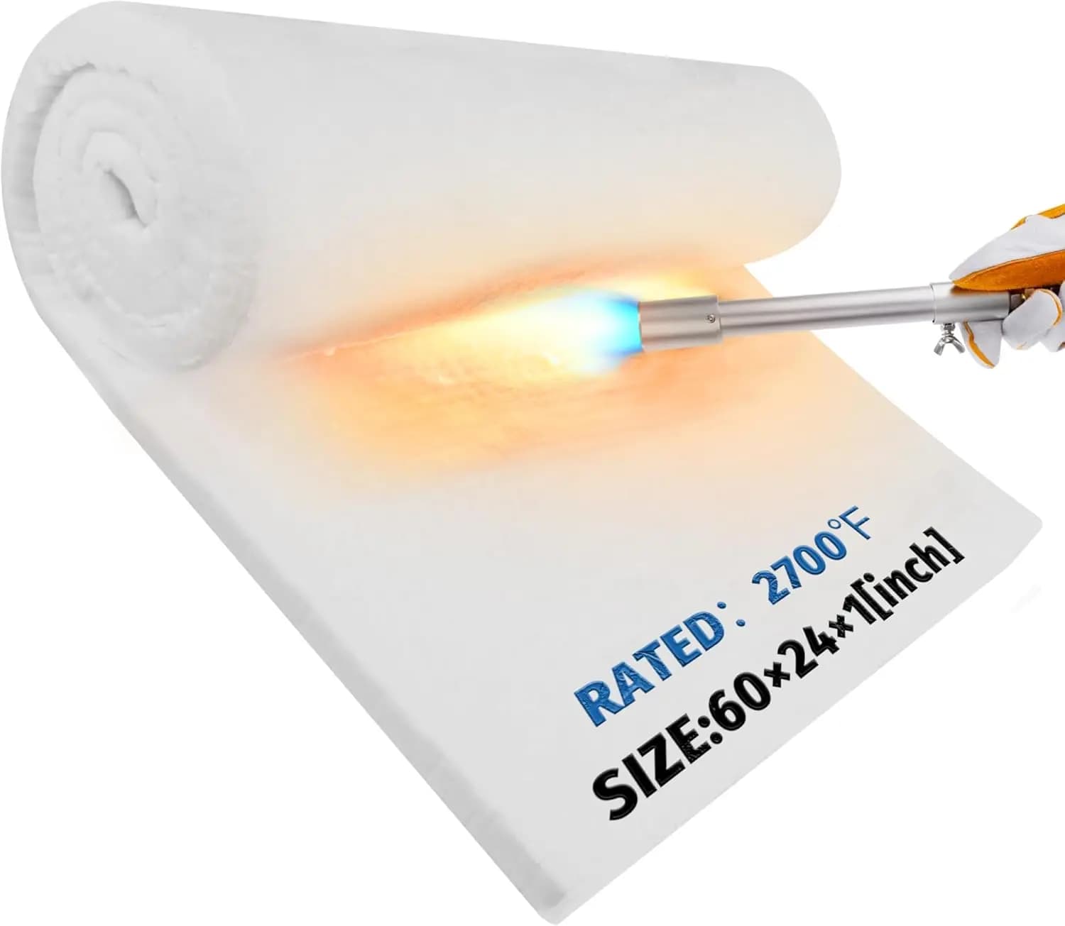 Coperta isolante in fibra ceramica 60x24x1 pollici, ignifuga e resistente al calore fino a 2700 gradi ° F per Stufe a Legna, Caminetti, Forni