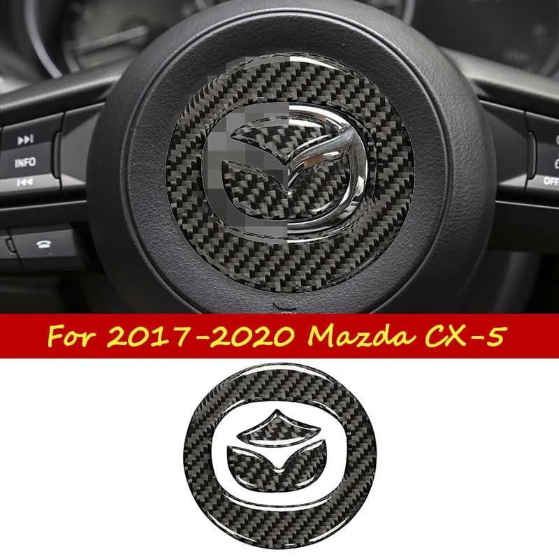 Per il 2017-2020 Mazda CX-5 Volante In Fibra di Carbonio Logo Adesivo Decorativo Accessori di Modifica Interna Aggiornamento di Lusso