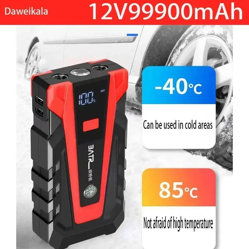 Avviatore di emergenza per auto Dispositivo di avviamento Alimentazione a batteria 99900mAh Jumpstarter Auto Buster Caricatore per auto booster di emergenza con illuminazione a LED