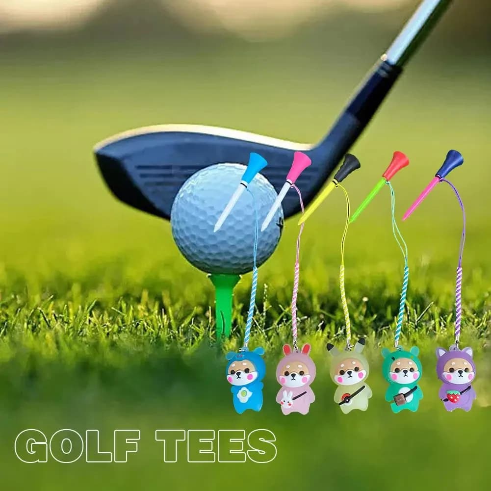1 pz tee da golf in gomma con luce lampeggiante cartone animato carino previene la perdita supporto per pallina da golf con corda intrecciata accessorio da golf all'aperto