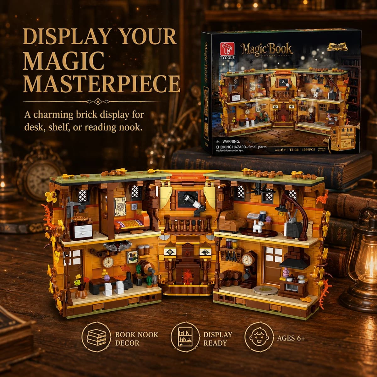 1369PCS Wood‑Style House Building Blocks Toy Model 2in1 Sets With Box Creative Desktop Ornament Bricks Festival Gifts