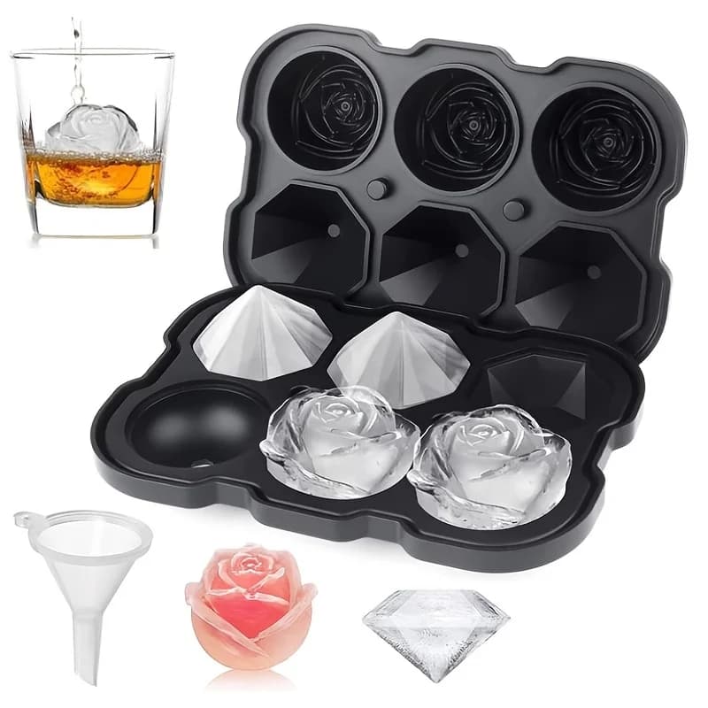 Pistola Diamond Rose ETC Stampo per cubetti di ghiaccio a forma di vassoio per cubetti di ghiaccio quadrato in silicone per uso alimentare Stampo di alta qualità per bar che fa bevande