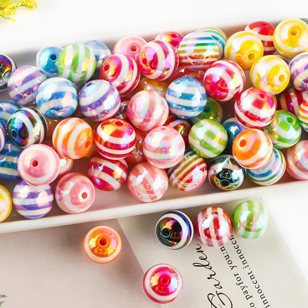 10~30pcs 16mm Acrylic Beads rainbow striped Loose Spacer Beads For Jewelry Making DIY Bracelet Necklace Earrings Accessory