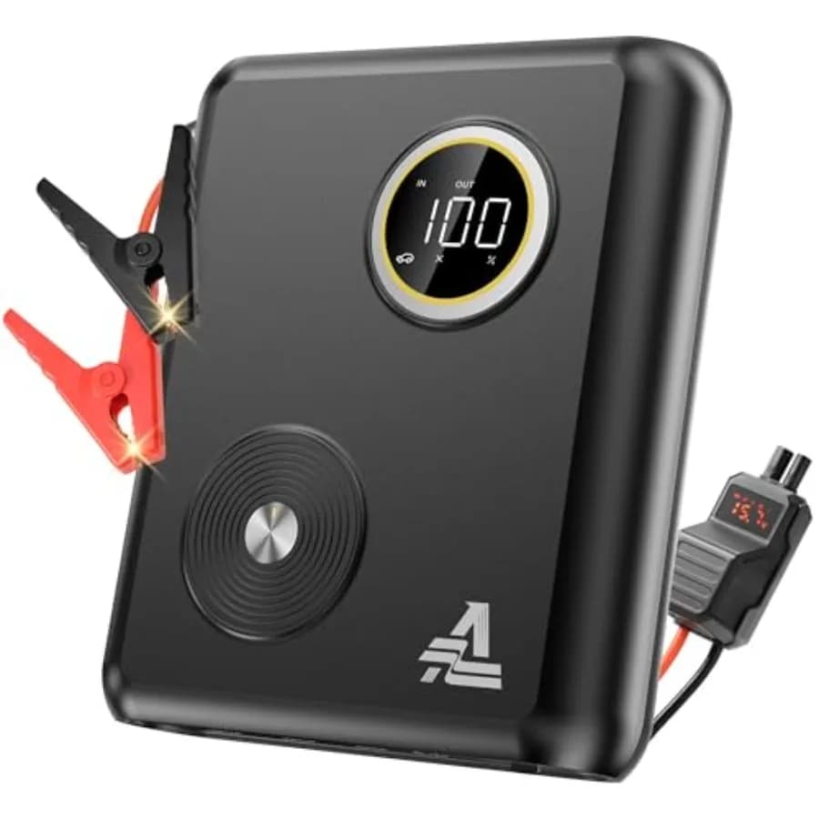 Avviatore di emergenza per auto a benzina e diesel, batteria portatile agli ioni di sodio da 27500mAh 6000A 12V con ricarica rapida PD 60W e 1500LM
